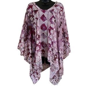 Soft Surroundings Bohemian Sheer Poncho Coverup Blouse